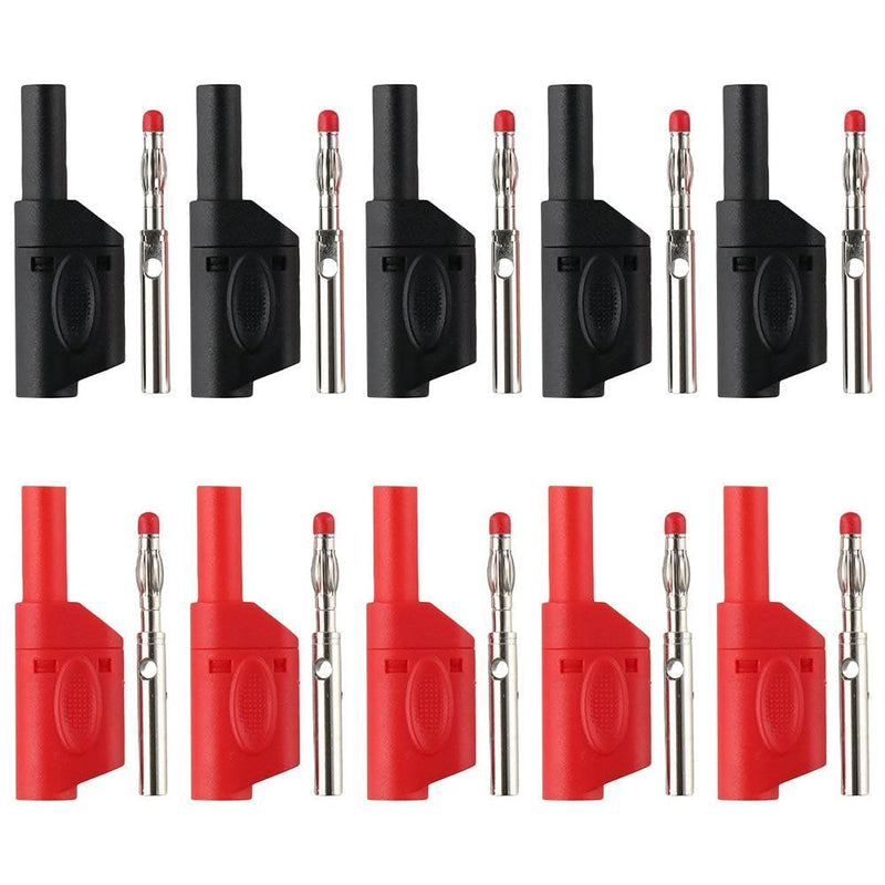 [Australia - AusPower] - FEIYING 10Pcs Insulated Multimeter Test Leads, 4mm Male Sheath Stackable Banana Plug Wire Solder, Banana Plug Connector Safety Banana Plug Adapter 