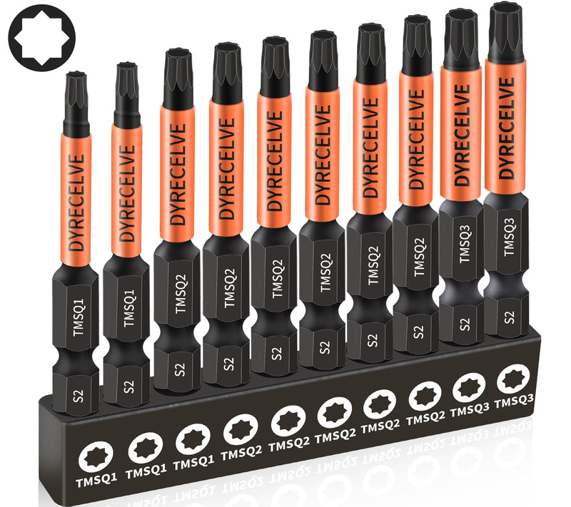 [Australia - AusPower] - 10-Pack 8 Point Star Bit - Professional 8 Point Torx Bit (Magnetic Heads & Hex Shank) - Double Square Bit Set Made of Premium S2 Alloy Steel - 8 Point Star Bit for Trailer - Sizes #1, 2 and #3 Blue 
