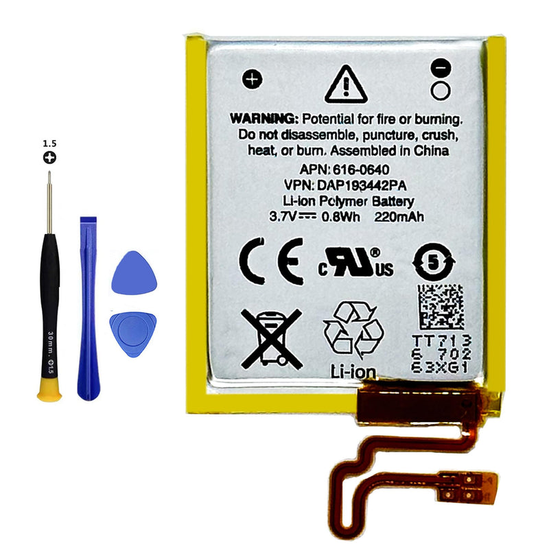[Australia - AusPower] - 616-0639 616-0640 Battery for iPod Nano 7th Gen 16GB A1446 MD481LL/A,Rechargeable 0 Cycle Battery Compatible with Apple iPod Nano 7 7G 7TH GEN A1446 16GB with Repair Tool Kits 