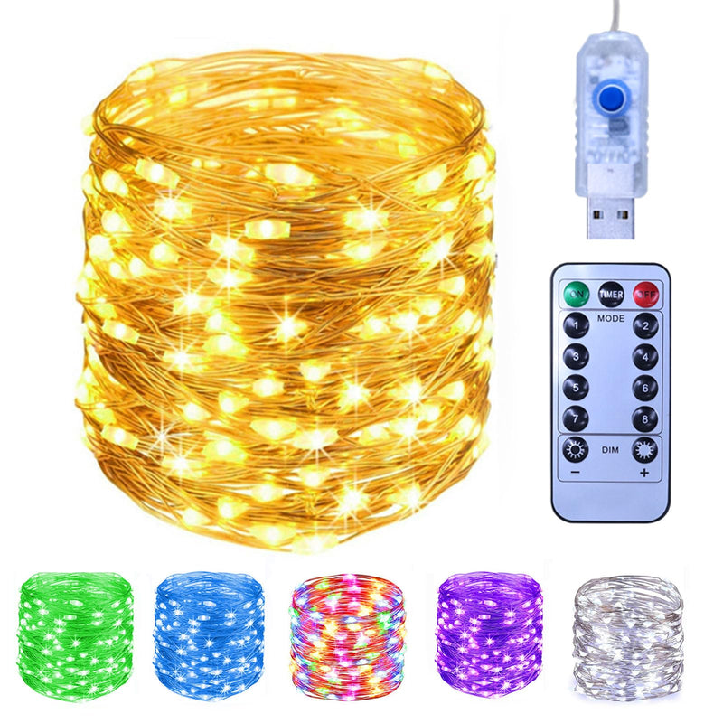 [Australia - AusPower] - Fairy Lights Plug in 66ft 200 LED USB Twinkle String Copper Wire Lights with Remote Waterproof Starry Lights for Indoor Outdoor DIY Wedding Party Bedroom Patio, Warm White 