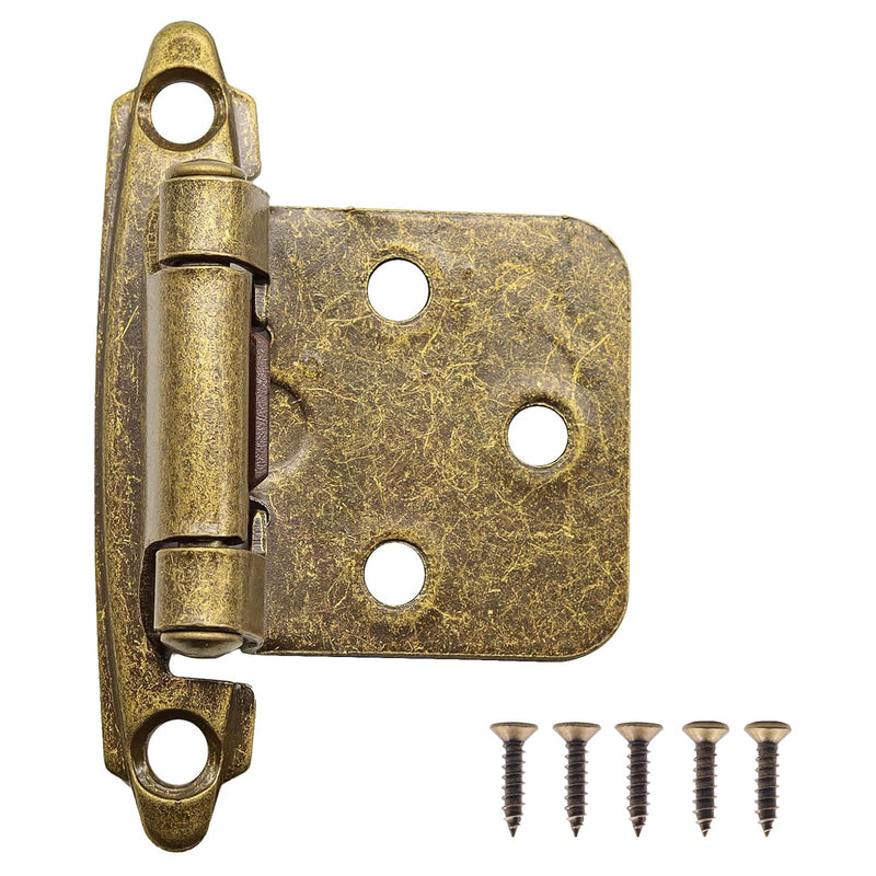 1/2" Overlay Kitchen Cabinet Door Hinges Antique Brass, 6 Pack (3 Pairs) Self Closing Cabinet Hardware Hinges for Face Frame Kitchen Cabinet Doors 6 Pack (3 Pairs)