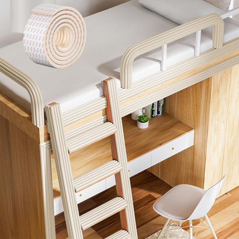 [Australia - AusPower] - Suonady Bunk Bed Ladder Pads,Self-Adhesive Bunk Bed Ladder Cover Foam Padding,Traction Treads for Stair Steps,Soft Extra-Wide Edge Protector,Furniture 6.5 Ft Rice White 200X8X0.8CM 1 