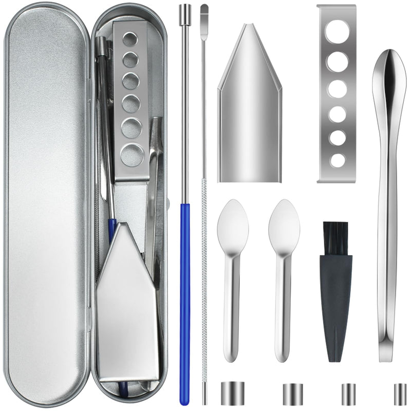 [Australia - AusPower] - Artcome 12 PCS Versatile Capsule Filling Tool Kit for Pill Filler - Lab Scoops, Powder Pan, Herb Tamper and Capsule Holder - Ideal Tools for Medication and Supplements - Capsule Sizes 000 00 0 1 2 3 