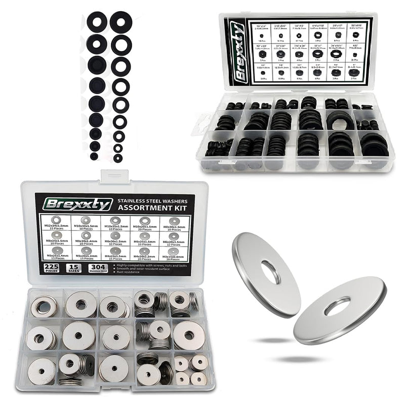 [Australia - AusPower] - 2 in 1 Rubber Grommets for Wiring 18 Different Sizes (125 Pcs) & Nuts and Bolts Assortment Kit 24 Sizes Machine Screws, Nuts & Washers (900pcs) 