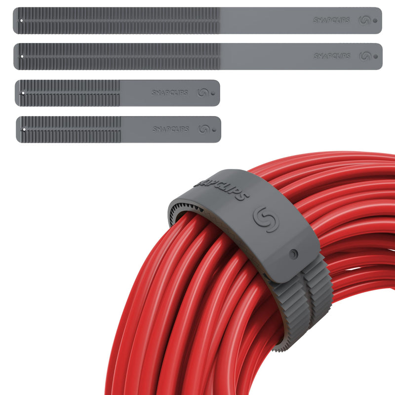 [Australia - AusPower] - SnapClips Storage Straps Gray 6" 2-Pack & 12" 2-Pack Bundle 