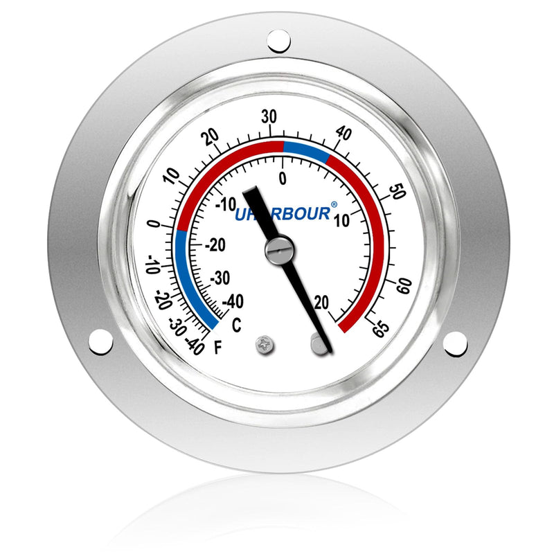 [Australia - AusPower] - Cooler Thermometer Comercial Freezer Thermometer Capillary Design Refrigeration Gauge, Range -40 to 65 ? / -40 to 20?, 2" Dial Stainless Steel Flanged Panel Mount -40 to 65 ?(Refrigeration Gauge) new model 