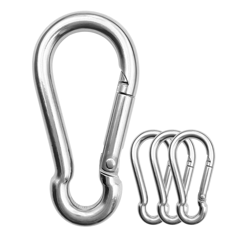 [Australia - AusPower] - 304 Stainless Steel Carabiners 2 inch, 3 inch, 4 inch, 5 Inch.Heavy Duty Carabiner Clips. Stainless Steel Spring Snaps Hooks for Camping ? Travelling. 3.1 inch 
