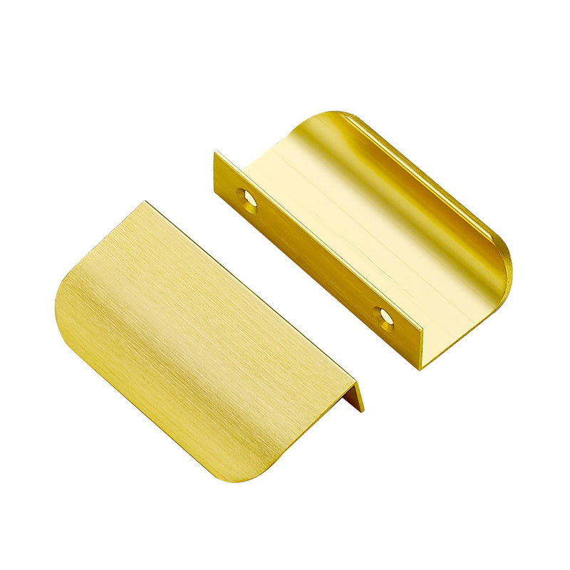 Ravinte 15 Pack Finger Pulls for Cabinets 50mm/2in Hole Center Tab Cabinet Handle Gold Finger Edge Pulls Concealed Handles for Kitchen Drawer Finger Cabinet Pulls 76mm/3in Length 50mm/2" Hole Center