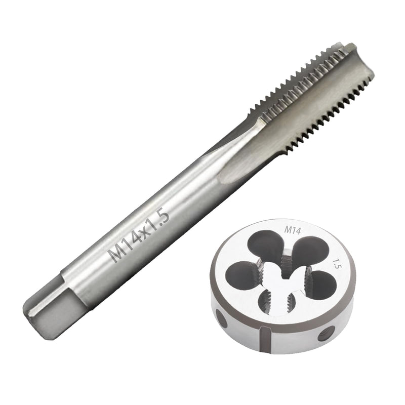 [Australia - AusPower] - M14 x 1.5mm Metric Tap And Die Set,M14 x 1.5mm High-Speed Steel Machine Tap Die Set,Thread Tap And Round Thread Die Right Hand (M14 x 1.5mm) M14 x 1.5mm 