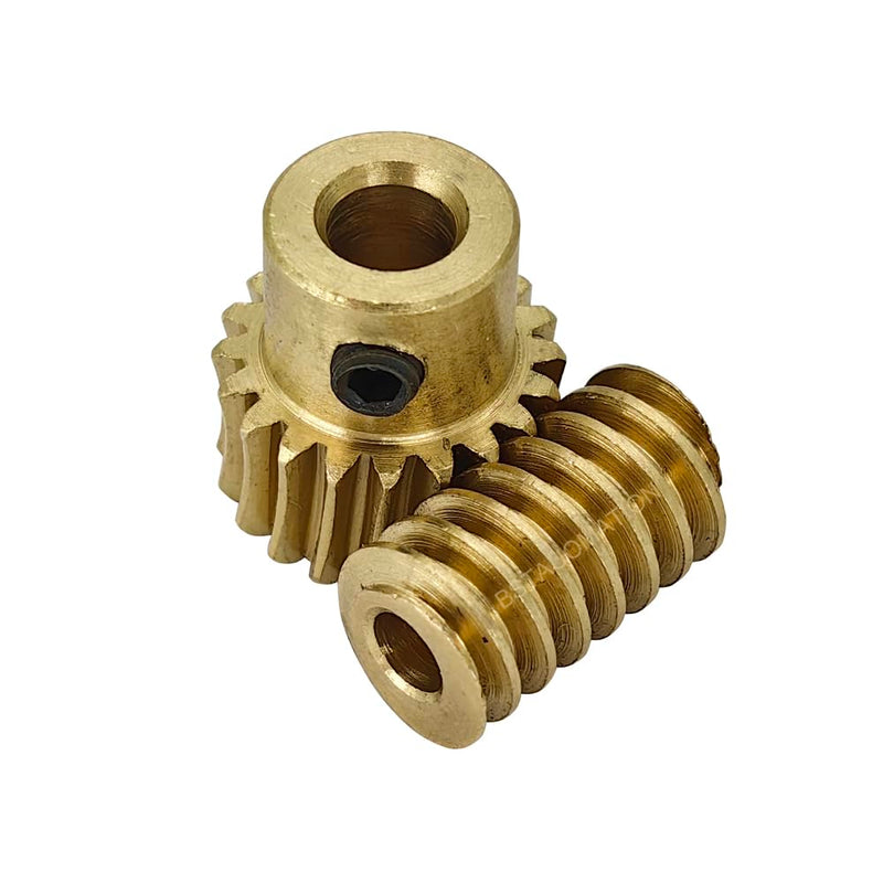 [Australia - AusPower] - Brass Worm Gear Set - 0.5 Modulus 20T 20:1 Reduction Rate 3mm 4mm Hole Diameter Right Rotation Drive Gear Box Wheel Shaft Kit (Rod-3mm bore, Gear-4mm bore) Rod-3mm bore 