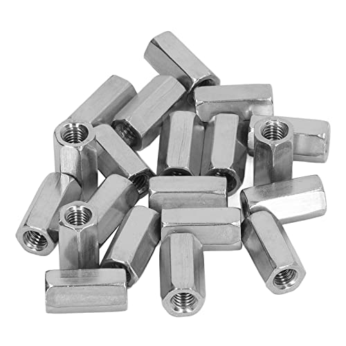 Tissting M6 hex coupling nuts, 304 stainless steel threaded connectors, 20-piece set