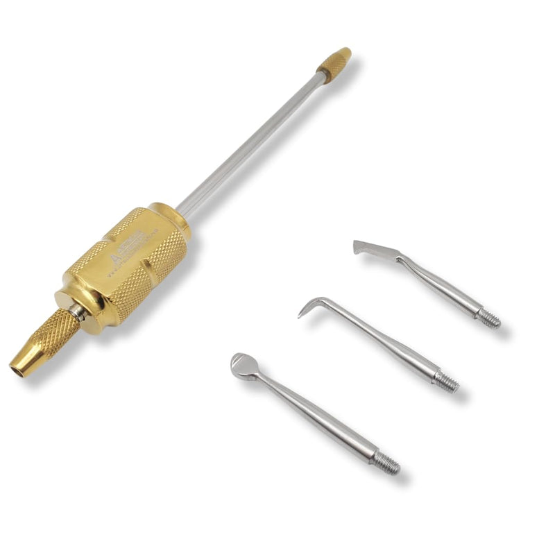 [Australia - AusPower] - Dental Morrell Crown Remover, Manual Crown Remover for Root Treated Teeth, Controlled Power Crown Remover 3 Attachments and Adjusting Wrench 