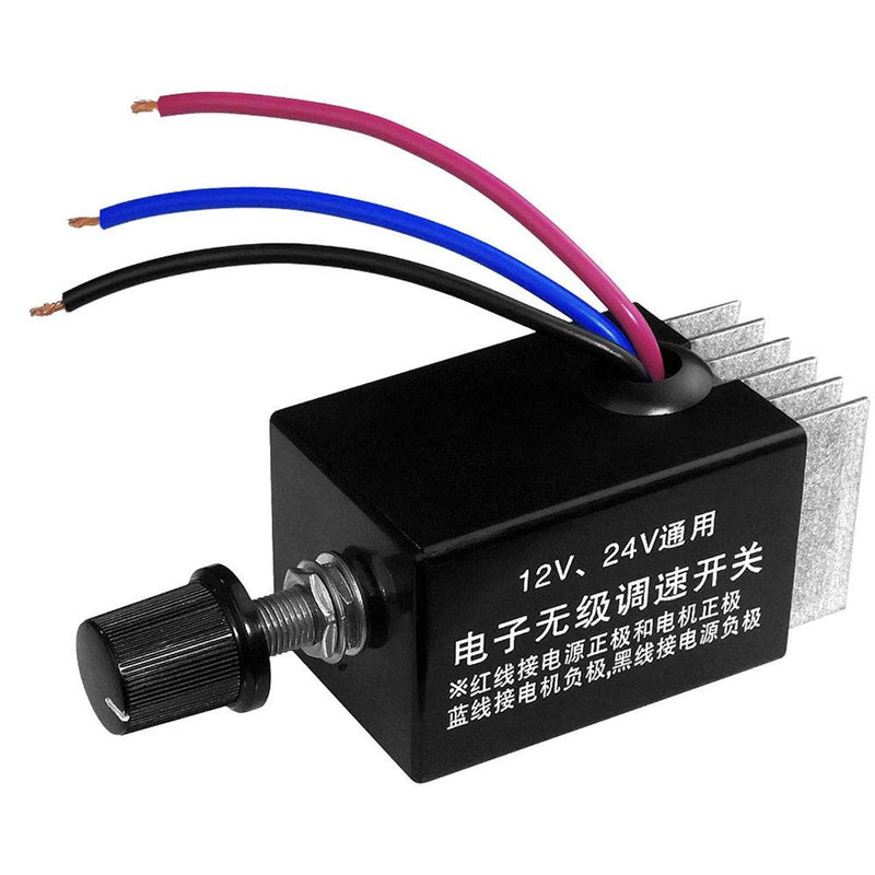 [Australia - AusPower] - DC Motor Speed Controller Universal DC 12V 24V 10A Electronic Stepless Speed Regulator Switch for Car Truck Fan Heater Control 