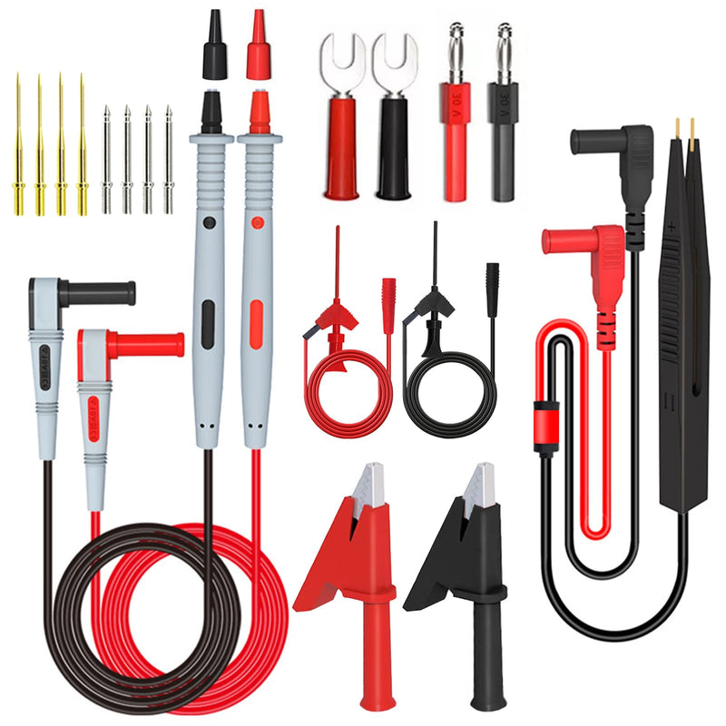 [Australia - AusPower] - Multimeter Test Leads Set,21PCS Digital Electrical Test Probes Set with Alligator Clips,SMD IC Test Hook Clip,Test Tweezer,Spade Plug,Replaceable Precision Sharp Probes for Multimeter Testing Test Kit-2 