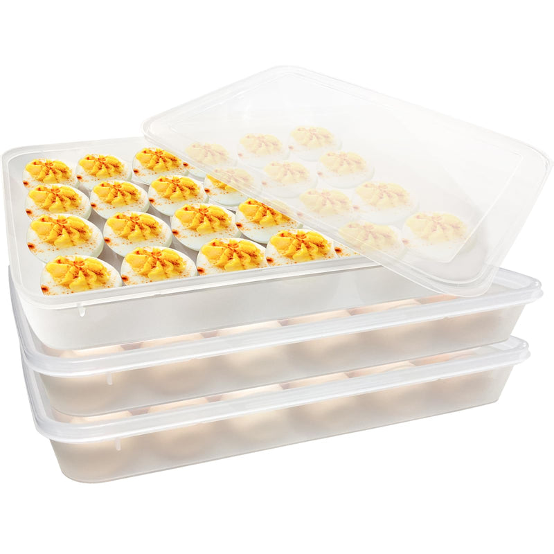 [Australia - AusPower] - Jgalnim 3Pack Egg Trays,Deviled Egg Containers with Lid,Egg Container Carrier,Refrigerator Portable Egg Trays for 72 Eggs Storge Holder Easter Day Thanksgiving Party Home Kitchen Supplies 
