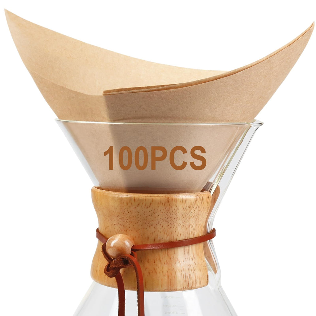 [Australia - AusPower] - BYKITCHEN Pour Over Coffee Filter, Set of 100, Natural Unbleached Square Disposable Coffee Filter Papers for Pour Over Coffee Maker Drippers and More(3-10 Cups) 
