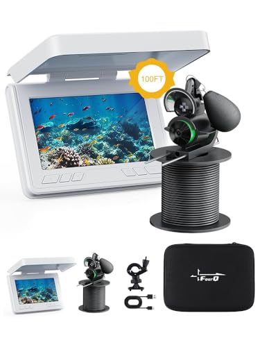 FOURQ Fishing Camera, 220° Ultra-Wide HD Underwater Fishing Camera with 4.3" LCD & IR Night Vision, 5000mAh Rechargeable Battery 100ft Cable for Ice Lake Boat Kayak Fishing