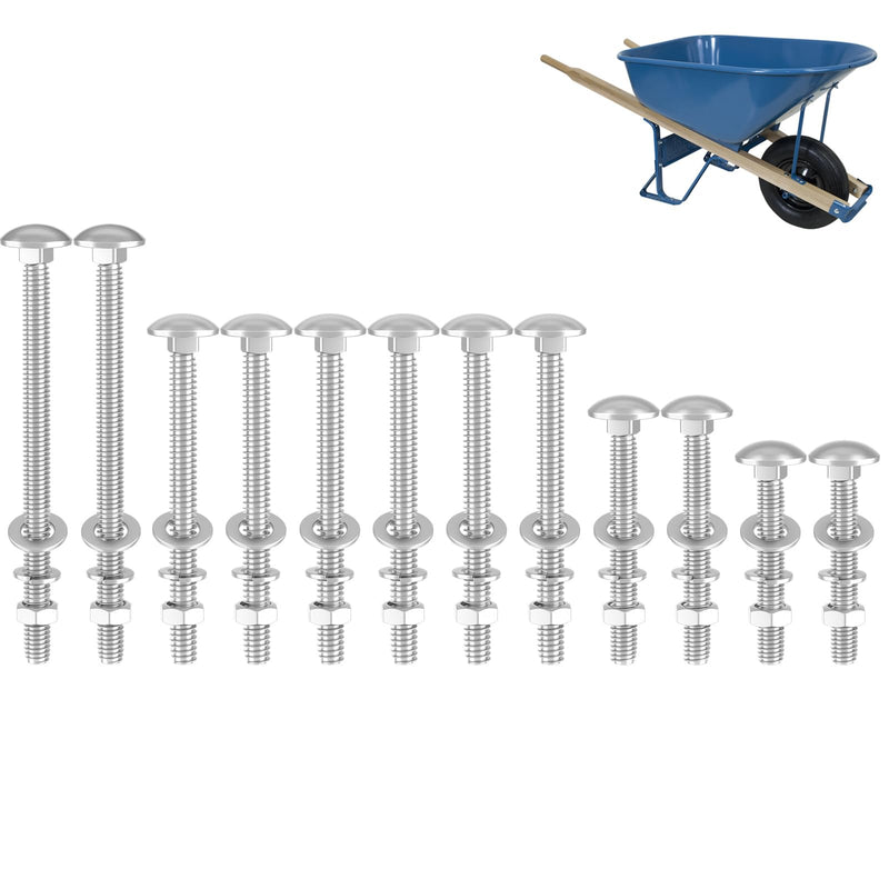 [Australia - AusPower] - Wheelbarrow Bolt Nut Kit Replacement Wheelbarrow Handle Part 5/16 Nut Bolt, 304 Stainless Steel Carriage Bolts and Nuts Kit - (12 Pack) 