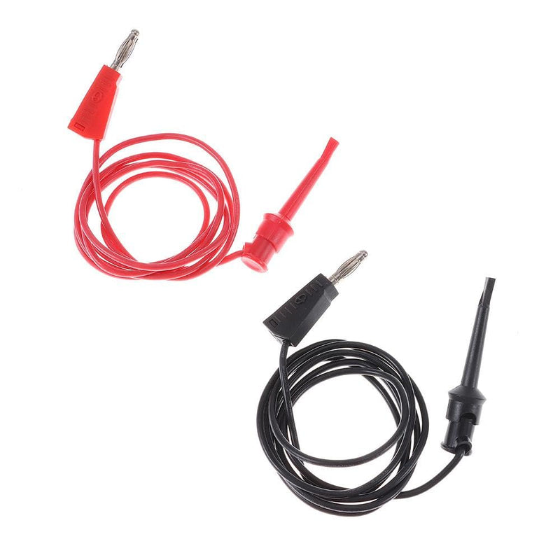 [Australia - AusPower] - 2PCS 4MM Stackable Banana Plug to Test Hook Clips Multimeter Test Leads Mini-Grabber Connector Electronic DIY Tools 100cm 