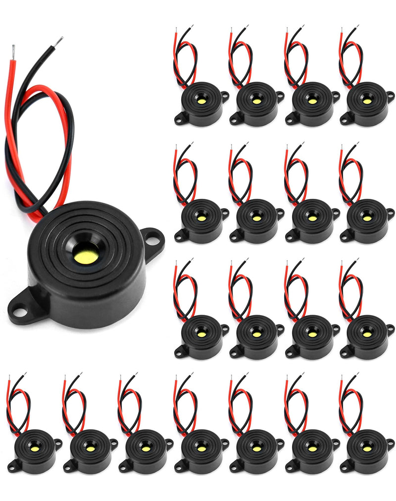 [Australia - AusPower] - QWORK Electronic Buzzer, 20 Pcs 3-12V piezoelectric Buzzer 85dB, for Physical Circuits Continuous Sound Electronic Buzzer Alarm, Cable Length 50mm 