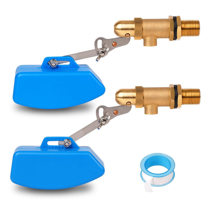 [Australia - AusPower] - 2 Pack Brass Float Valve 1/2 Inch, Livestock Water Tank Float Valve Switch Brass Float Ball Valve Shut Off Pool Auto Fill Valve for Automatic Waterer 2 