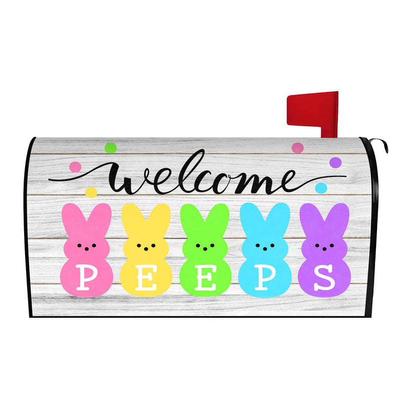 [Australia - AusPower] - Easter Mailbox Cover 21x18 Inch, Welcome Peeps Post Letter Box Covers, Spring Easter Seasonal Holiday Magnetic Waterproof Mail Wraps for Outdoor Yard Garden Standard Mailbox Decor 01.spring Easter Mailbox Cover 