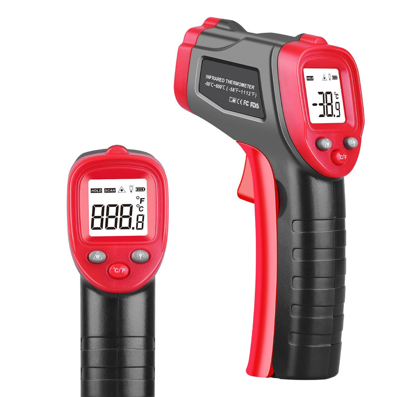 [Australia - AusPower] - Infrared Thermometer Gun, Non-Contact Laser Thermometer Temperature Gun -58℉～1112℉, Adjustable Emissivity Temp Gun Thermometer, Temperature Measurement Gun for Cooking, BBQ, Pizza Oven 1112℉/600℃ 