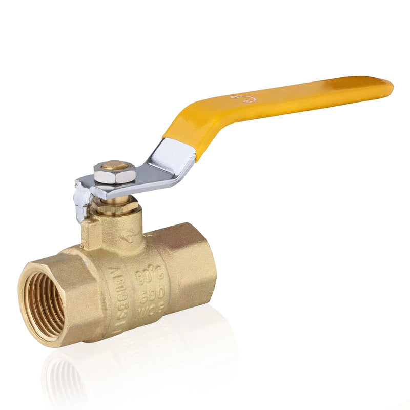 [Australia - AusPower] - 1-Pack 3/4 Inch FIP Threaded Ball Valve, Brass Full Port Shut-off Valve,3/4" Female NPT x 3/4" Female NPT, 600 WOG (Water, Oil and Gas),Yellow 3/4 INCH,1 PACK FIP,YELLOW 