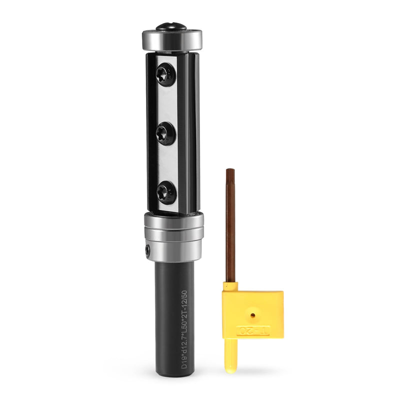 [Australia - AusPower] - Insert Carbide Top and Bottom Bearing Flush Trim Router Bit 1/2 Inch Shank, 3/4" Cut Dia, 2" Cutting Length,Spiral Flush Trim Pattern Template Router Bit Double Bearings for Wood Trimming 