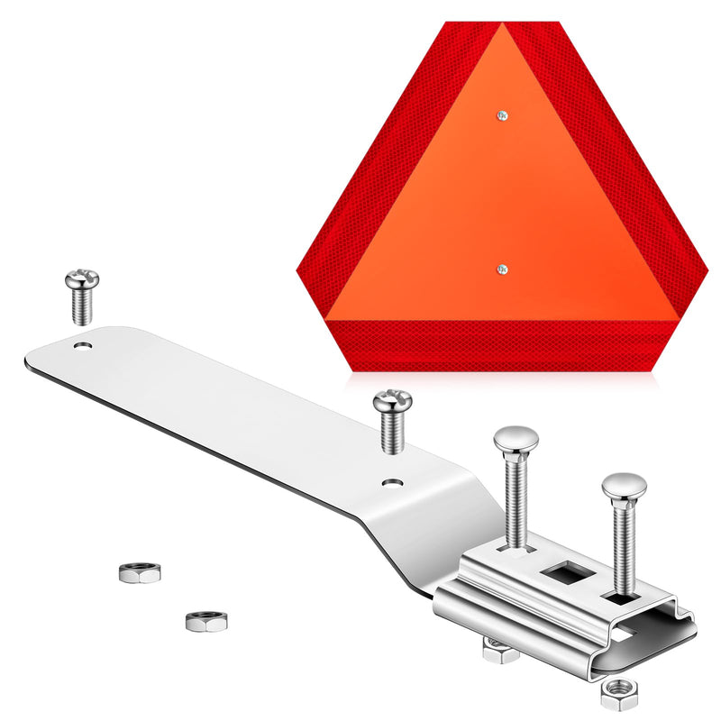 [Australia - AusPower] - 1 Set Slow Moving Vehicle Sign with Mounting Bracket 14 x 16 Inch Slow Moving Vehicle Triangle Signs Aluminum Slow Sign Warning Triangles for Vehicles Golf Cart Tractor Outdoor Accessories 1 