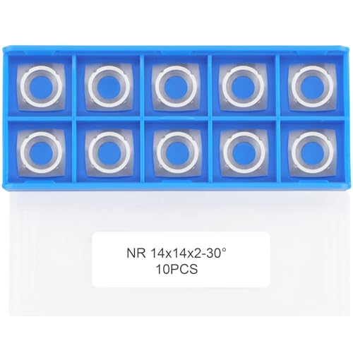 CDBP 14mm square negative rake carbide turning inserts, 14x14x2.0mm replacement cutters, 10-piece set