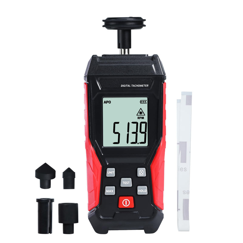 [Australia - AusPower] - Digital 2-in-1 Tachometer Noncontact Laser Photo Sensor 3~100000RPM and Contact 3~19999RPM Meter RPM Gauge Tester Professional MAX/MIN/Hold Data, Handheld Car Engine Tool 