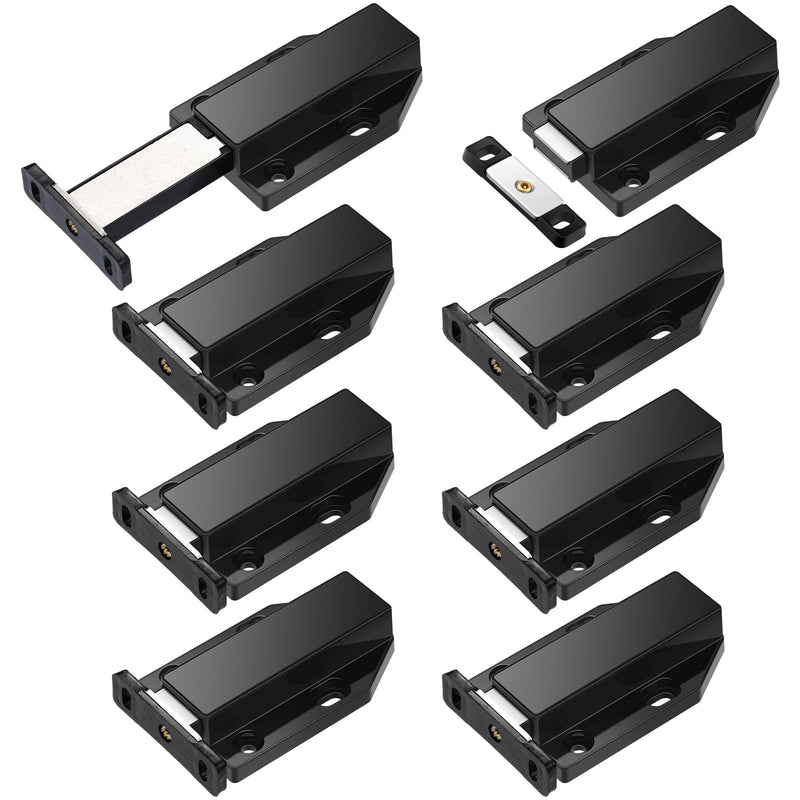 [Australia - AusPower] - Zonon 8 Pack Magnetic Push Latch Heavy Duty Push to Open Cabinet Hardware Push Release Magnets Touch Latch for Large Door Push Catch Press out Latch for Cabinet Kitchen Drawer Lock, Black 