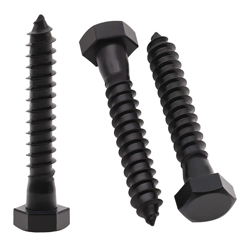 [Australia - AusPower] - 1/2 x 3 (8 Pack) Stainless Steel Hex Lag Bolts, Hexagon Head Lag Screws Bolts, Stainless Steel 304 (18-8), UNC Coarse Thread, Tip Point, Deck Screws, Black Coated 1/2 x 3" 8 