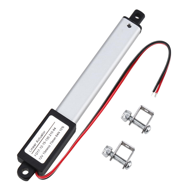 NORJIN 12V Mini Electric Linear Actuator 3" Stroke, 64N/14lbs, Speed 15mm/s, Linear Motion Actuators w/Mounting Brackets, for Sofa, TV, Table, Cabinets, Window Opener, Robotics, Home Automation 3 Inch