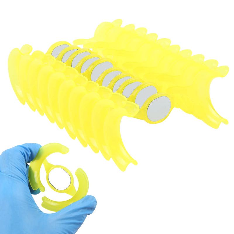 [Australia - AusPower] - Dental Cheek Retractor Mouth Opener M Shape Autoclavable with Mirror for Teeth Whitening Mouthpiece Dentist Tools(10Pcs Yellow) 
