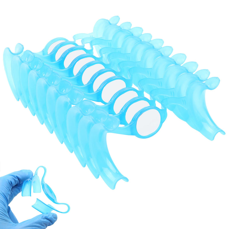 [Australia - AusPower] - Dental Cheek Retractor Mouth Opener M Shape Autoclavable with Mirror for Teeth Whitening Mouthpiece Dentist Tools(10Pcs Blue) 