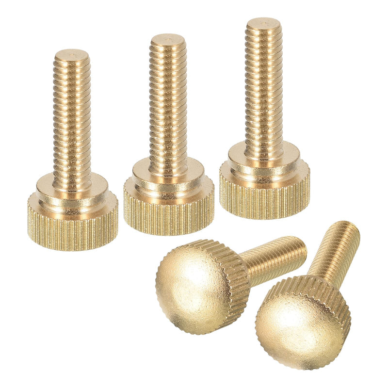 [Australia - AusPower] - uxcell M6x20mm Knurled Thumb Screws, 5pcs Brass Knurled Thumb Screws Bolts with Shoulder Grip Knobs Fasteners, Brass Tone 5 