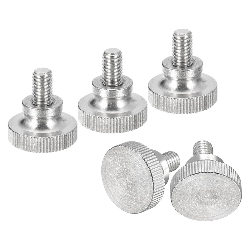 [Australia - AusPower] - uxcell M6x10mm Knurled Thumb Screws, 5pcs 304 Stainless Steel Flat Knurled Head Thumb Screws Bolts with Shoulder Grip Knobs Fasteners 