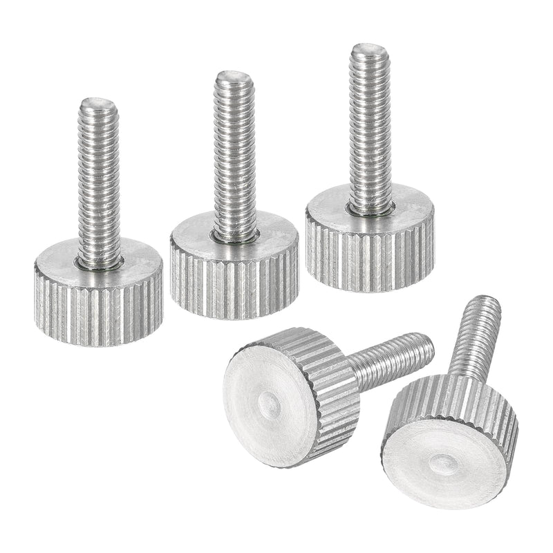 [Australia - AusPower] - uxcell M4x16mm Knurled Thumb Screws, 5pcs 304 Stainless Steel Flat Knurled Head Fully Threaded Thumb Screws Bolts Grip Knobs Fasteners 
