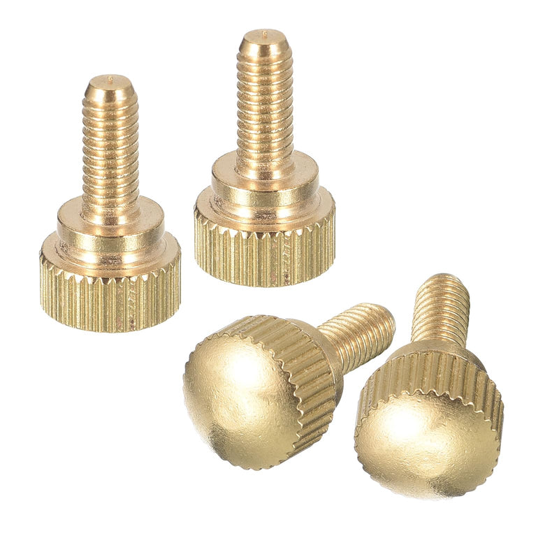 [Australia - AusPower] - uxcell M4x10mm Knurled Thumb Screws, 4pcs Brass Knurled Thumb Screws Bolts with Shoulder Grip Knobs Fasteners, Brass Tone 4 
