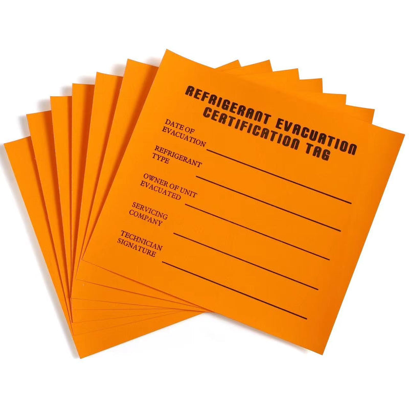 Refrigeration Evacuation Recover Cerification Tag Stickers 30 Pack