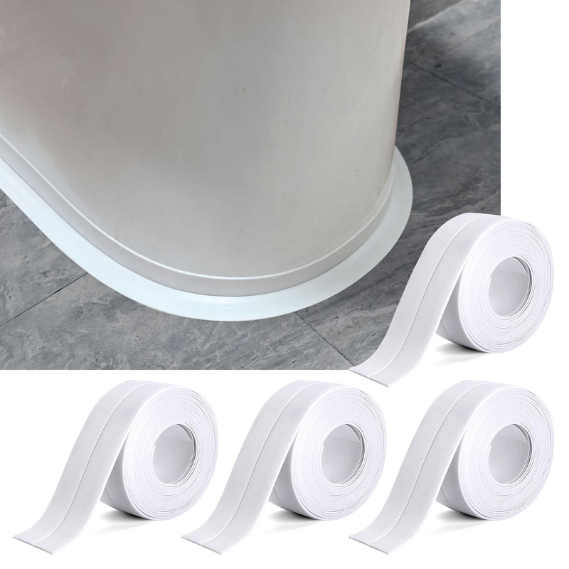 [Australia - AusPower] - White Caulk Tape Bath & Kitchen Self Adhesive Caulking Tape Waterproof - Toilet Caulk Strip - Bathtub Sealing Strip Tape Caulk - Bathroom Shower caulking tape,4-Roll 