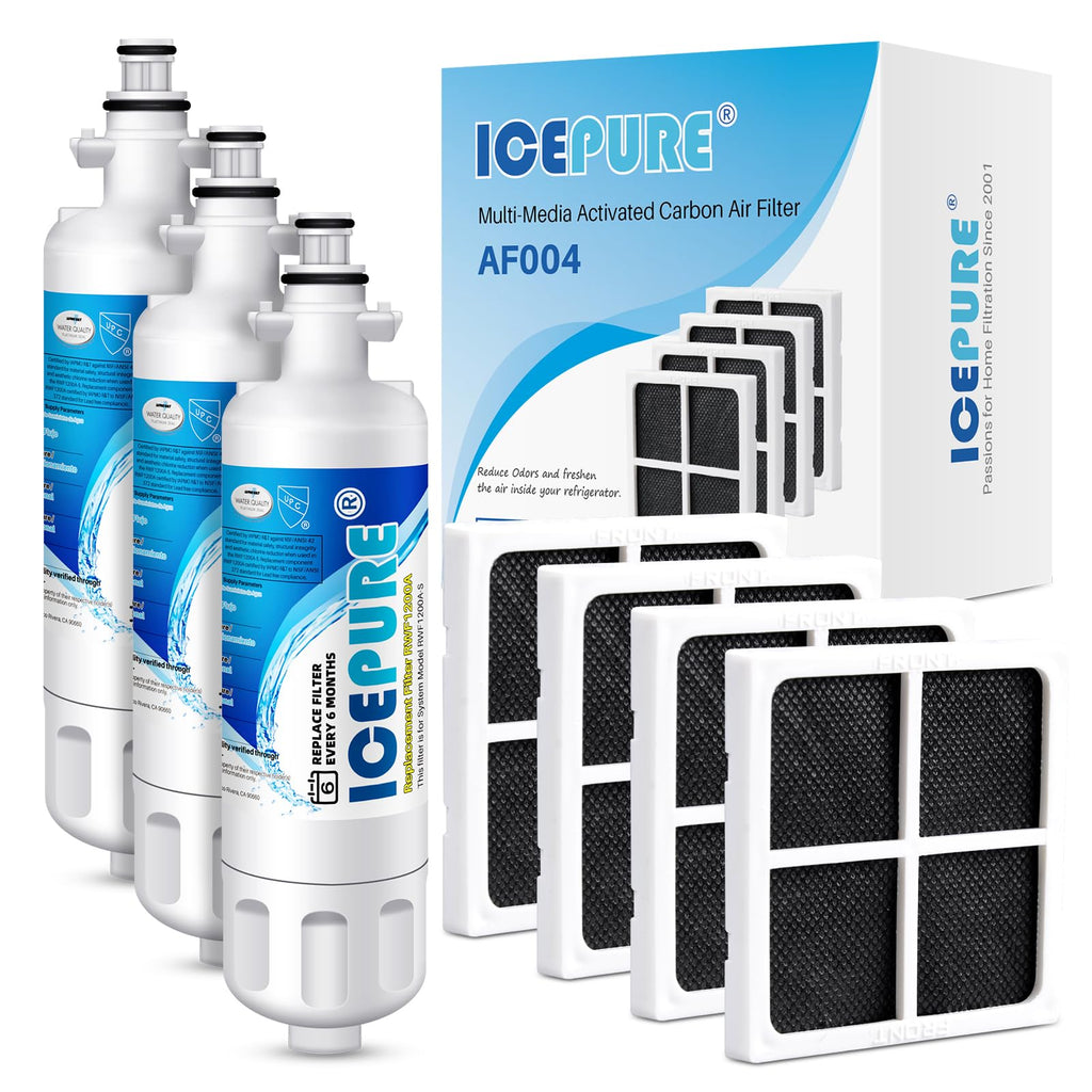 [Australia - AusPower] - ICEPURE ADQ36006101 9690 Water Filter Replacement for LG LT700P, Kenmore Elite 46-9690 ADQ36006102, RWF1200A, CLCH106, RWF1052 LFX28968ST LFXS29626S Refrigerator 3PACK and LT120F Fresh Air Filte 4PACK 
