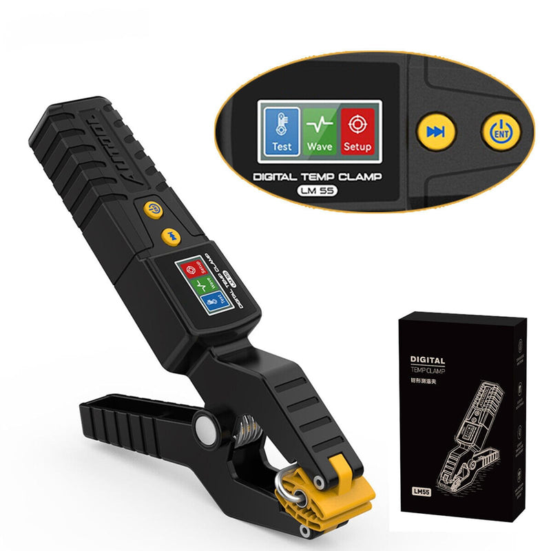 [Australia - AusPower] - HVAC Digital Thermometer LM55 Digital Temp Clamp HVAC Thermometer High Precision Sensor Real-Time Temp Measurement for Heating&Cooling Systems -50°C~260°C Store 8 Waveform Data, Ajustable Brightness 