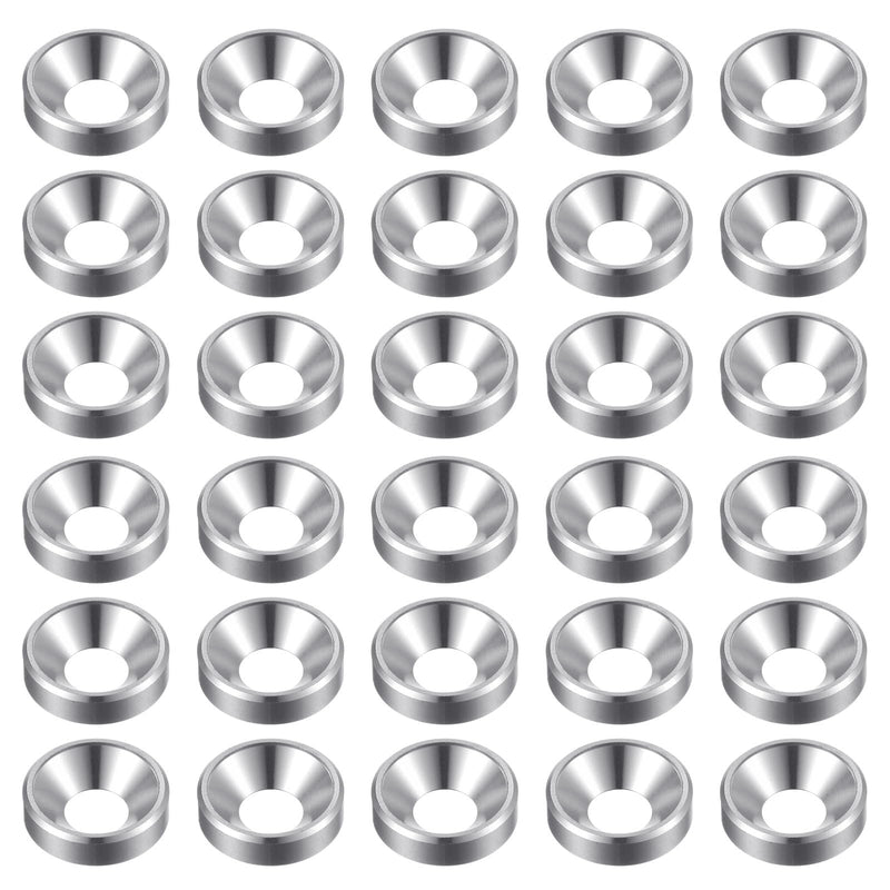 [Australia - AusPower] - 30pcs Countersunk Washer M5 Anodized Aluminum Alloy Finishing Washers, Screw Gaskets for Mechanical Accessories Parts, Silver 