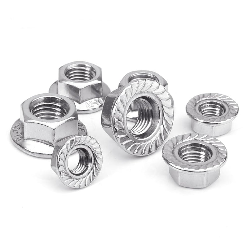 [Australia - AusPower] - M6 Serrated Flange Nuts (25 Pieces), M6x1.0 Pitch Hex Flange Lock Nut, 18-8 Stainless Steel Metric Hexagonal Lock Nut, Bright Finish, Full Thread,UNC M6-1.0mm(25pcs) 