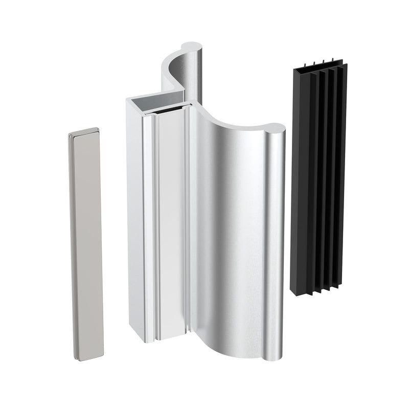 [Australia - AusPower] - Shower Door Magnet 3" Chrome Frameless Shower Door Handle with Metal Strike and Magnet for 1/8" 5/32" 3/16" and 1/4" Thick Swing Glass Shower Doors, Shower Door Handle, Shower Door Strike Jamb 