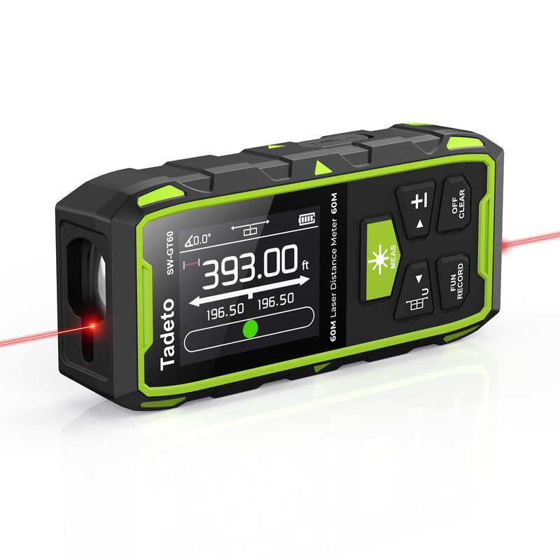 [Australia - AusPower] - Tadeto Dual Laser Measuring Tool, 393FT/120M Bilateral Laser Measurement Tool Backlit LCD Display, Rechargeable Laser Measure with Ft/in/M Multiple Units Length/Area/Volume/Angle Green 