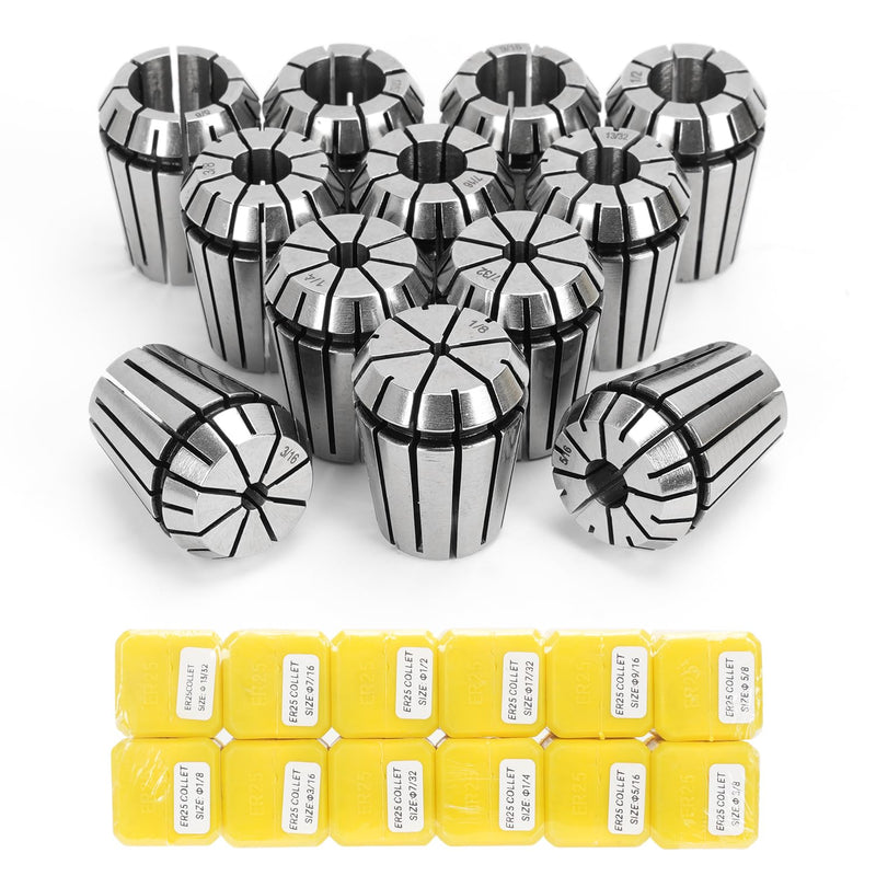 12PCS ER25 Spring Collet Set for CNC Engraving Machine & Milling Lathe Tool Workholding Engraving Collets